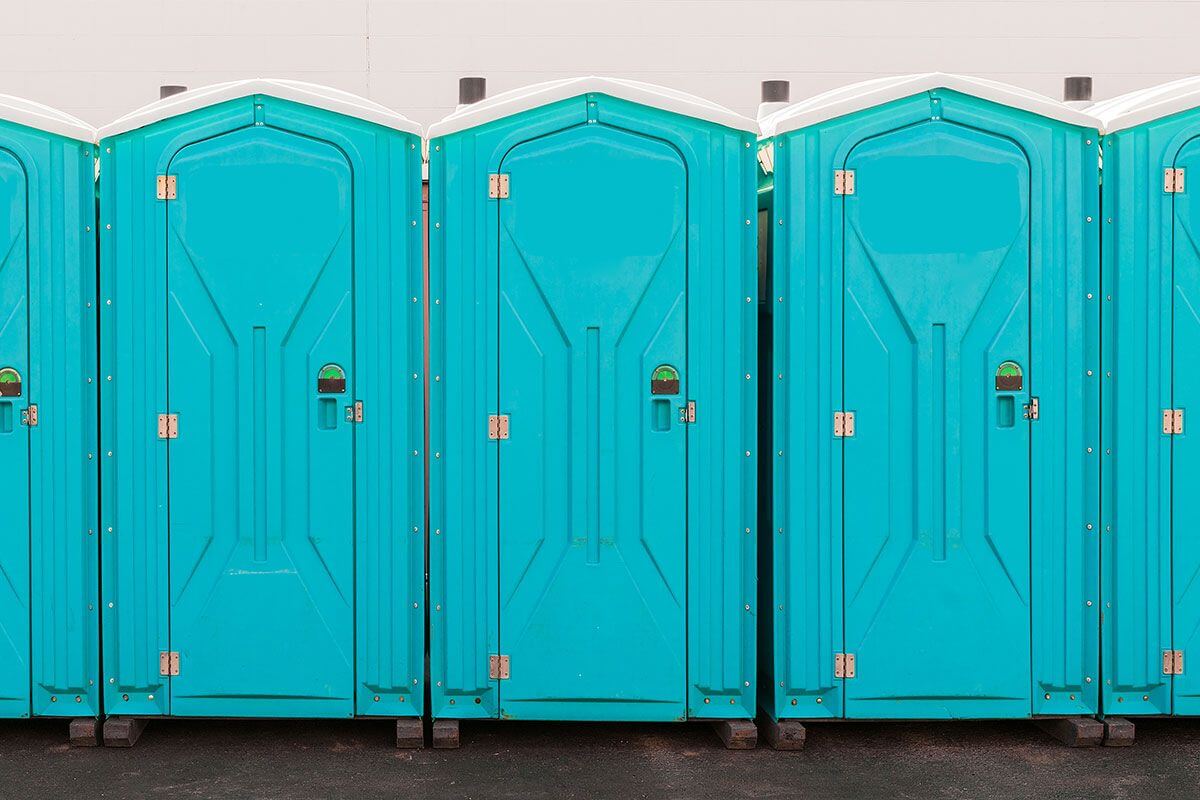 Industrial portable restroom units at a plant in Stillwater, Oklahoma